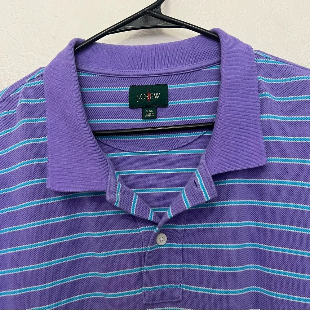 J. Crew Purple Striped Polo Collared 100% Cotton Shirt Men’s XXL